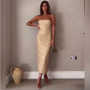 Zara faux leather strapless dress BLOGGERS FAVORITE NEW